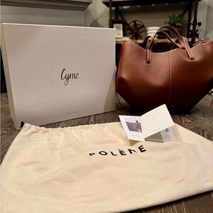 Polene Cyme Cognac Textured Leather with Insert Organizer